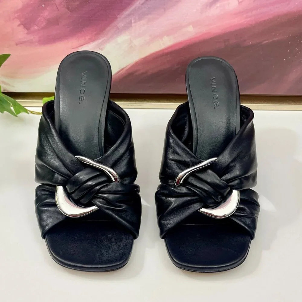 Vince Women's Qiqi Slip On Embellished High Heel Sandals in Black Size 6.5 - Picture 7 of 14